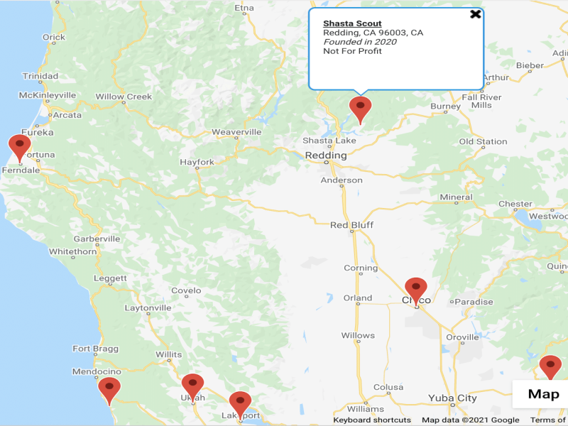 Map showing independent newsrooms in NorCal