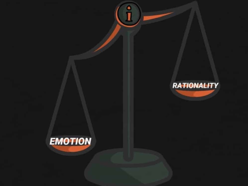 a scale showing emotion weighing more than rationality